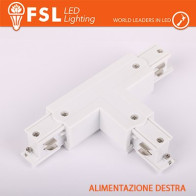 FSL Connettore Forma T destra per Binario Trifase - Colore BIANCO FLT4-WTR