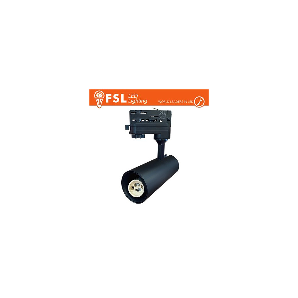 Proiettore a Binario Trifase NERO - Porta GU10 FLT4GU10B