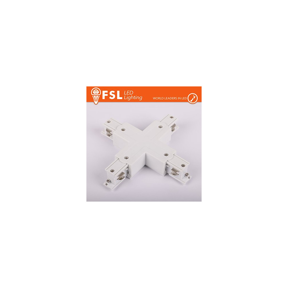 FSL Connettore Forma X per binario Trifase - Colore BIANCO FLT4-WX