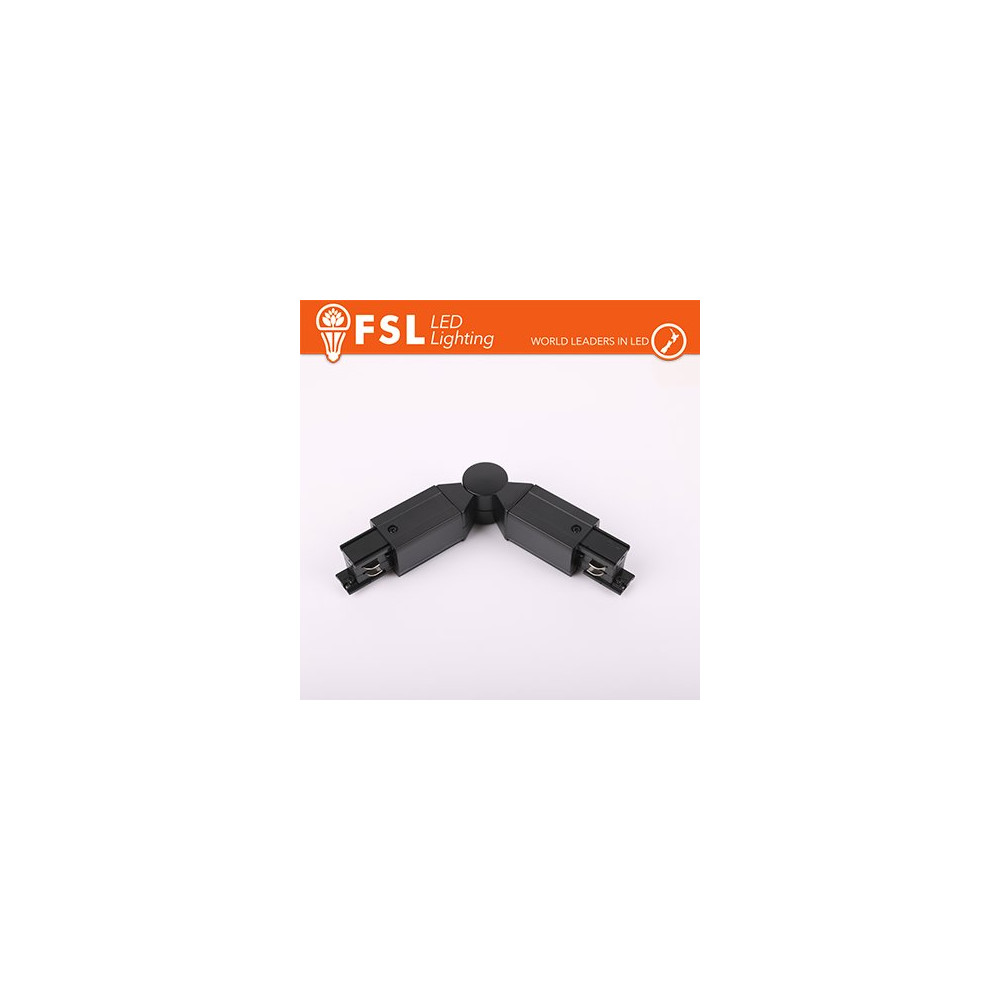FSL Connettore Forma L con angolo regolabile per Binario Trifase - Colore NERO FLT4-BA