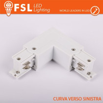 FSL Connettore Forma L sinistra per Binario Trifase - Colore BIANCO FLT4-WLL