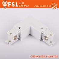 FSL Connettore Forma L sinistra per Binario Trifase - Colore BIANCO FLT4-WLL
