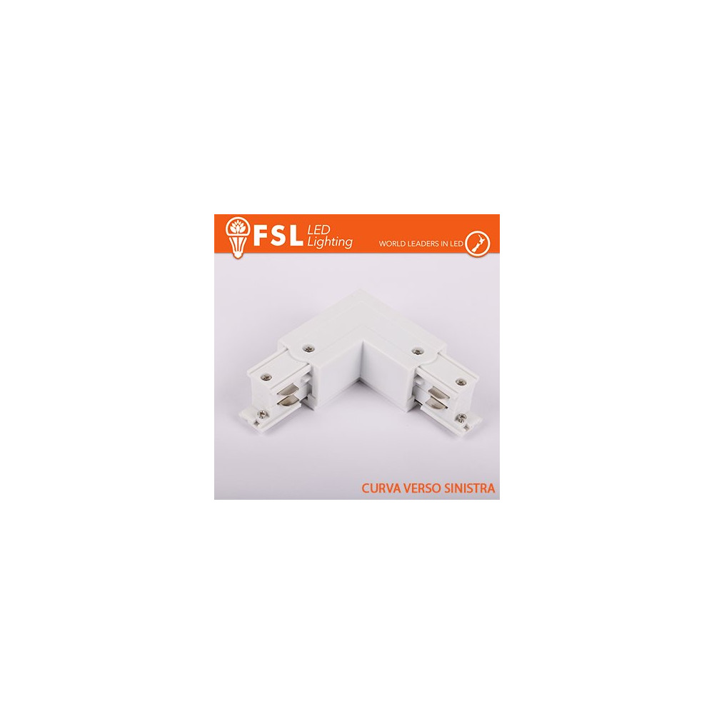 FSL Connettore Forma L sinistra per Binario Trifase - Colore BIANCO FLT4-WLL