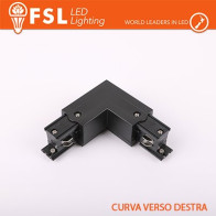 FSL Connettore Forma L destra per Binario Trifase - Colore NERO FLT4-BLR