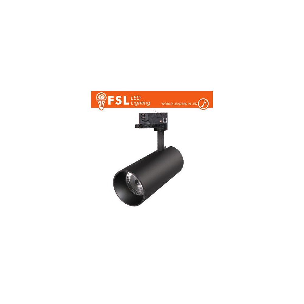 FSL Proiettore a Binario Trifase NERO - 3white 3000-4000-6500k, 30w, 3500lm FLT4FST930B