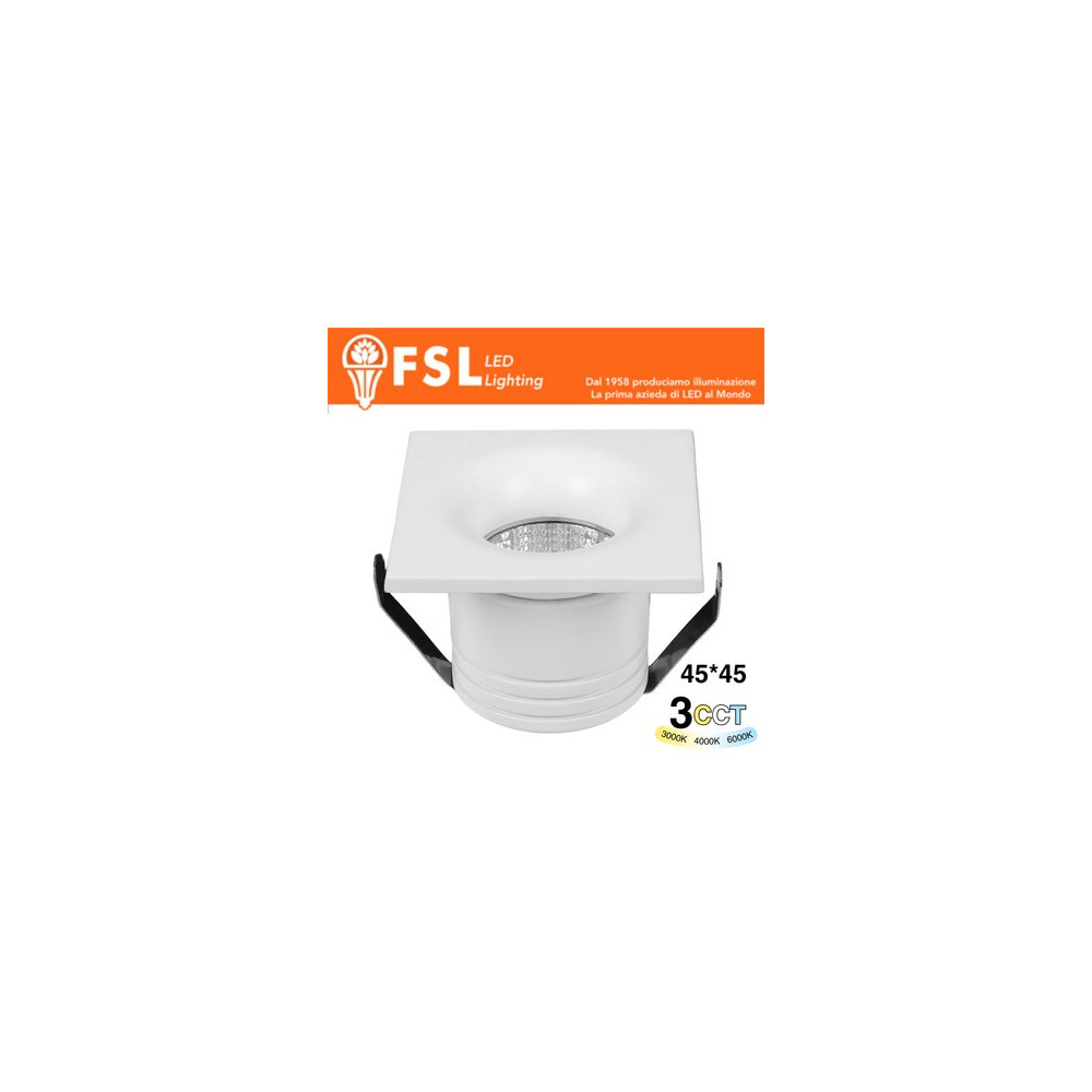 ORION - Punto luce LED Ottica arretrata QUADRATO - 4W 3CCT 45*45*36mm -Eaglerise FLM39SIP20-4W