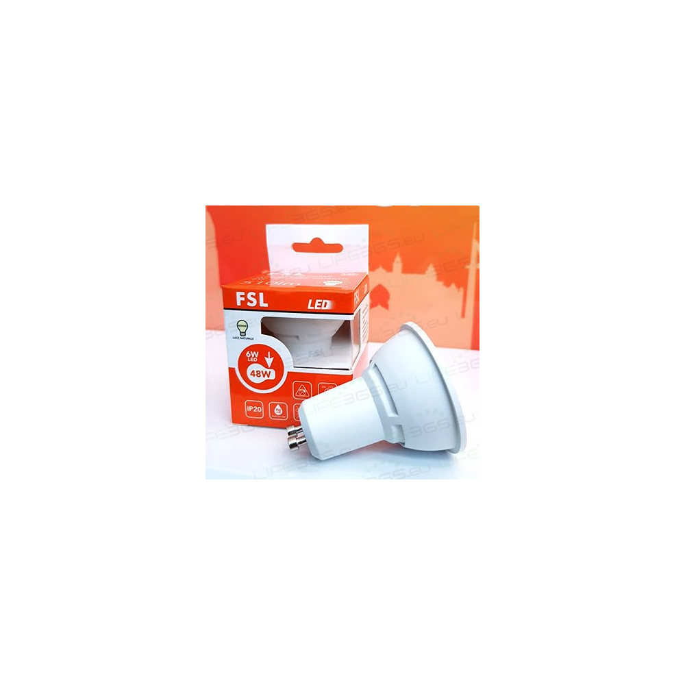 GU10 Lampadina LED - 6,5W 2700K 510LM 38° CRI>80 Dimmerabile FLGU106W27K38D