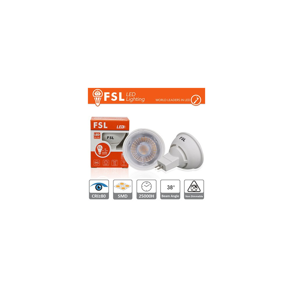 MR16 Lampadina LED - 6W 3000K 500LM 38º CRI80 DC 12V FLMR166W30K38