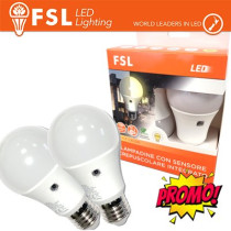 Lampada LED con Doppio Sensore Crepuscolare 9W 4000K - Confezione 2PACK FL2A60S9W40K27