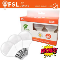 Lampada Mini Sfera E14: Confezione PROMO 3PACK - 6W 3000K FL3G456W30K14