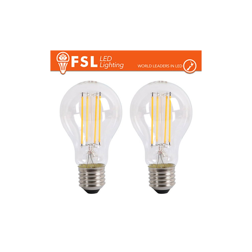 Lampada Filamento  A60  8.5W 3000K E27 - Confezione 2PACK FL2A60F9W30K27