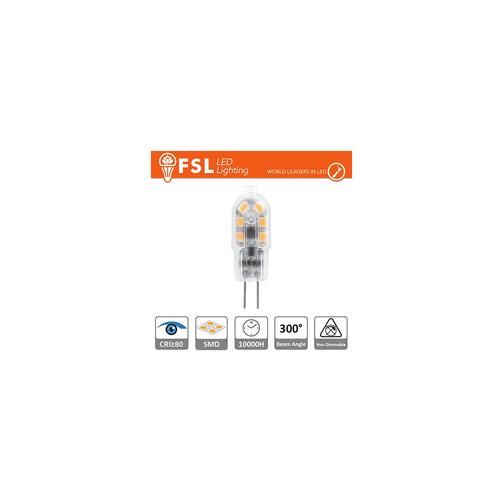 G4 - 1.5W 3000K 120LM >300º 39x12x10mm CRI80 DC-12V FLG4-15W3K
