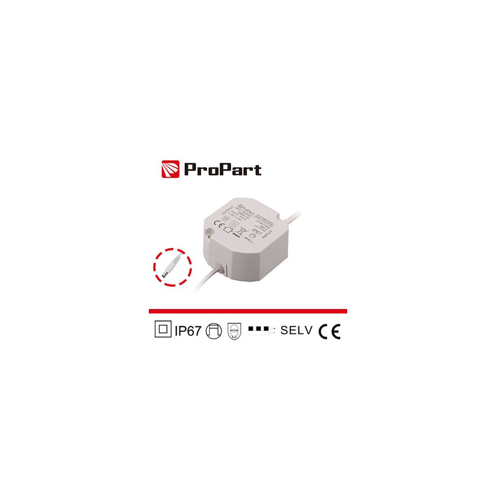 Alimentatore IP67 12V 20W 1.67A Size:59*59*28mm PE67-20W12V