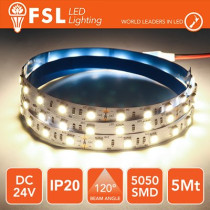 Striscia LED 5m IP20 5050 24V - 12W/m 60led/m 4000K FLS5024V20IP40K