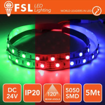 Striscia LED 5m IP20 5050 24V - 12W/m 60led/m RGB FLS5024V20IPRGB