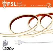 Striscia LED COB 20metri - IP65 4000K 220V 15W/m 1300lm/m+KIT tappo, colla, clip FLSC220V15W4K20