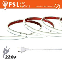 Striscia LED COB 5metri - IP65 6500K 220V 15W/m 1350lm/m +KIT tappo, colla, clip FLSC220V15W6K05