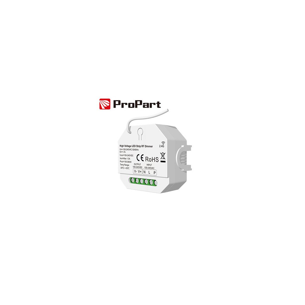 Dimmer RF LED 1 Canale - 1.5A, 100-240V per Strisce LED ad Alta Tensione SD1CH-DIM1-5A