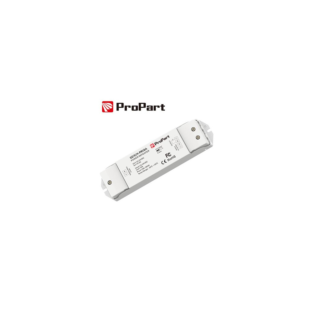 Amplificatore LED 1 Canale - 15A, 12–24V DC SD1CH-PR15A