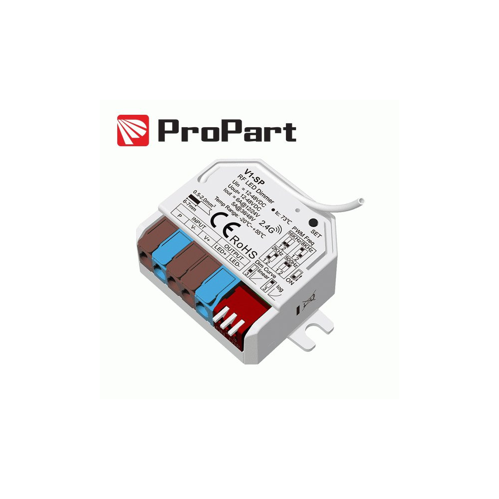 Controller Dimmer LED Monocolore RF 12-48V Push DIM 6A Compatibile con Telecomando 2.4G RF SDVI-SP