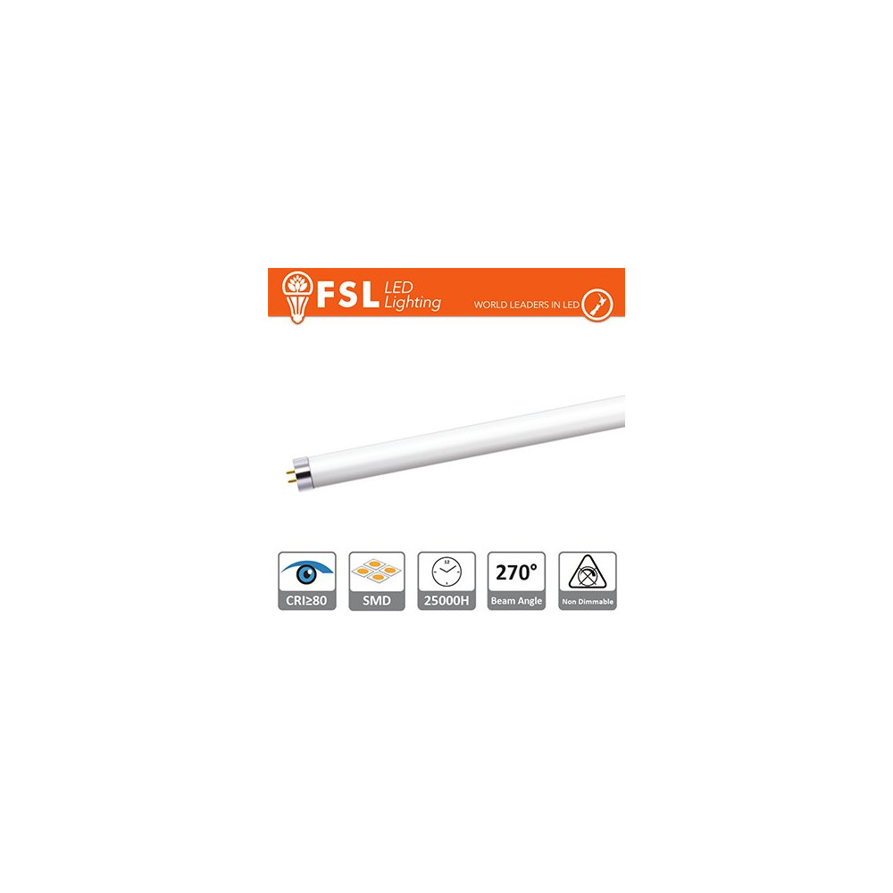 T5 LED Tubo Vetro - 8W 700LM 4000K G5 PF0.5 Size:570x21mm FLT58W40K06