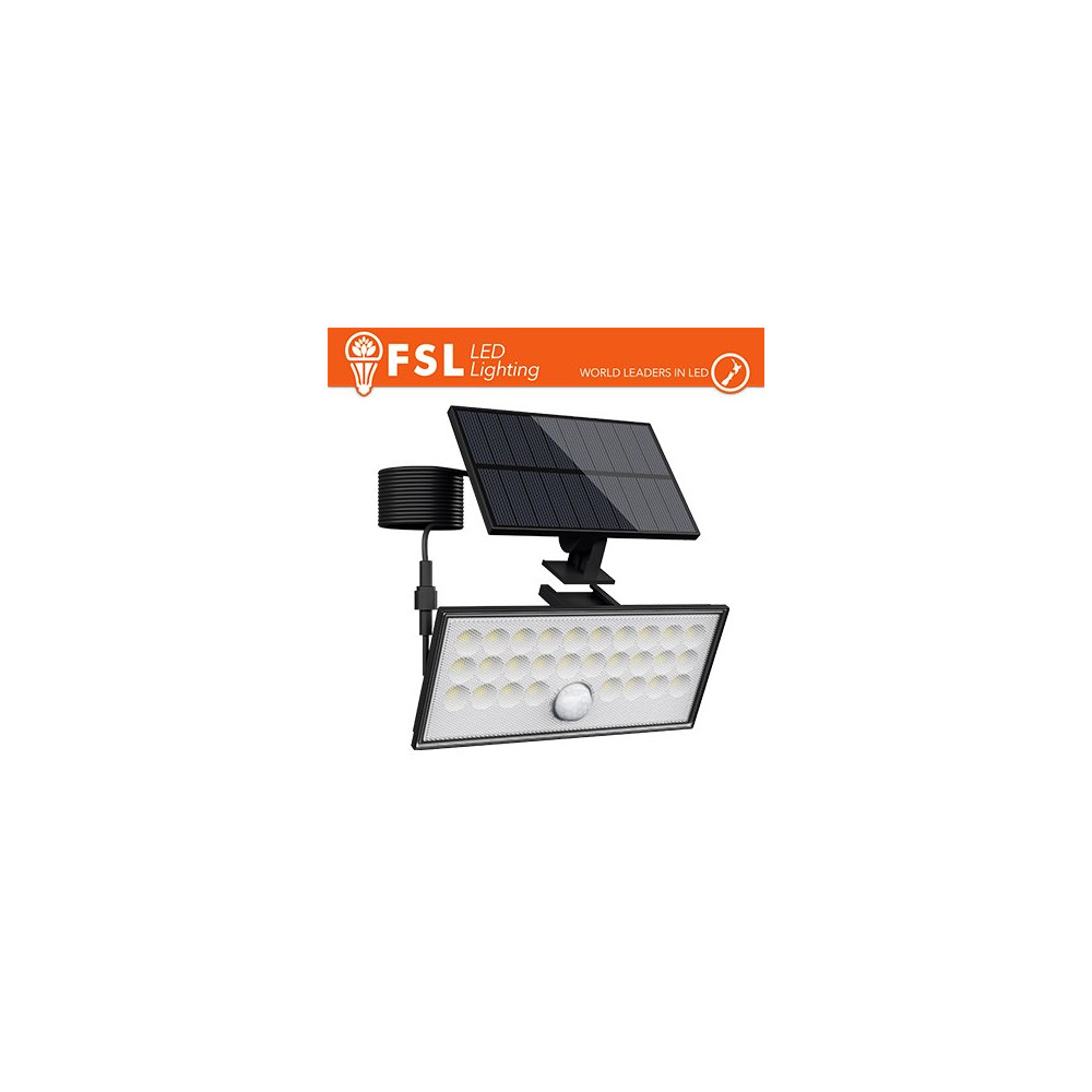 Faro da esterno solare con sensore di movimento 60W (6 led) - Nero Staccabile FLFSW305B