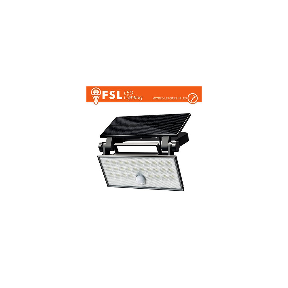 Faro da esterno solare con sensore di movimento 60W (6 led) - Nero FLFSW304B