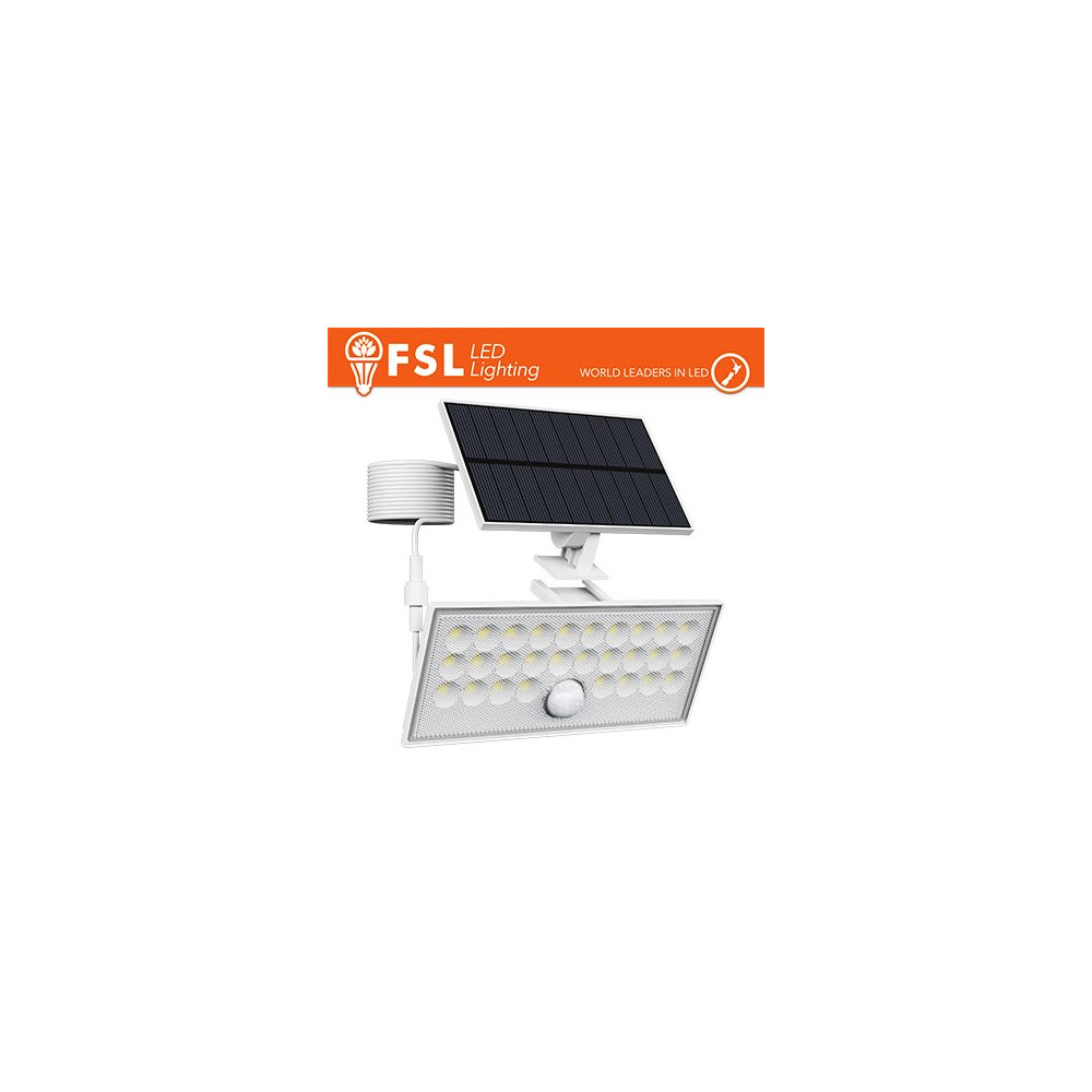 Faro da esterno solare con sensore di movimento 60W (6 led) - Bianco Staccabile FLFSW305W