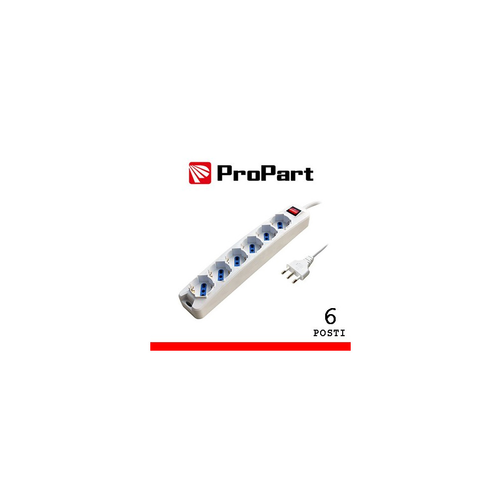 Multipresa 6pos bipasso/schuko spina16A +inter 3m PEM3506-W3