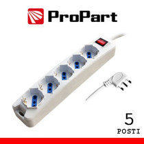 Multipresa 5pos bipasso/schuko spina16A +interr. PEM3505-W