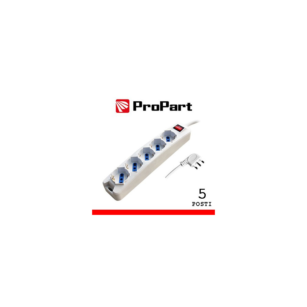 Multipresa 5pos bipasso/schuko spina16A +interr. PEM3505-W