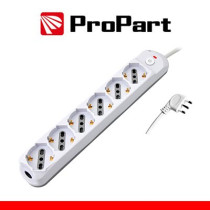 Multipresa 6pos bipasso/schuko + interrutt nuovo modello Spina 16A PEM3526-W