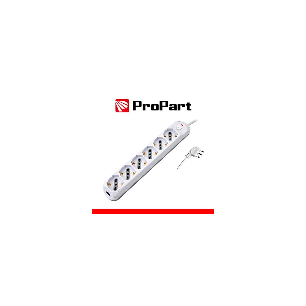 Multipresa 6pos bipasso/schuko + interrutt nuovo modello Spina 16A PEM3526-W