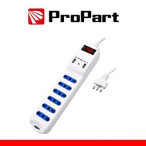 Multipresa 6 posti 10/16A bipasso 2P+T + 2 prese USB 2.1A RICARICA RAPIDA + int PEM3816-W