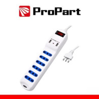 Multipresa 6 posti 10/16A bipasso 2P+T + 2 prese USB 2.1A RICARICA RAPIDA + int PEM3816-W