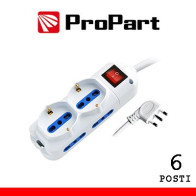 Multipresa 6pos bipasso + bipasso/schuko spina16A +inter 3m PEM2512-W3