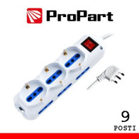 Multipresa 9pos bipasso + bipasso/schuko spina16A +interr. PEM2513-W