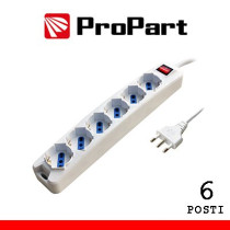 Multipresa 6pos bipasso/schuko spina16A +interr. PEM3506-W
