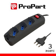 Multipresa 3pos bipasso/schuko spina16A +interr. NERA PEM3503-BK