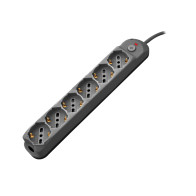 Multipresa 6pos bipasso/schuko + interrutt nuovo modello nera Spina 16A PEM3526-BK