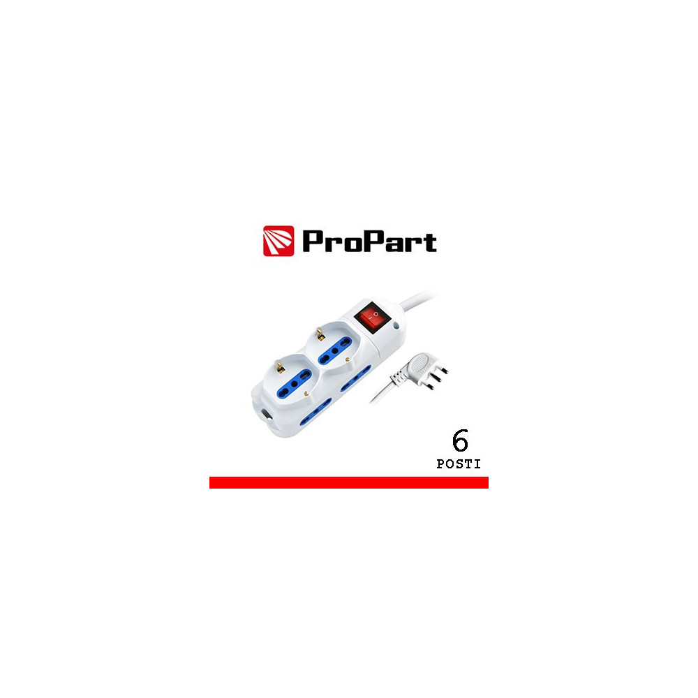 Multipresa 6pos bipasso + bipasso/schuko spina16A +interr. PEM2512-W