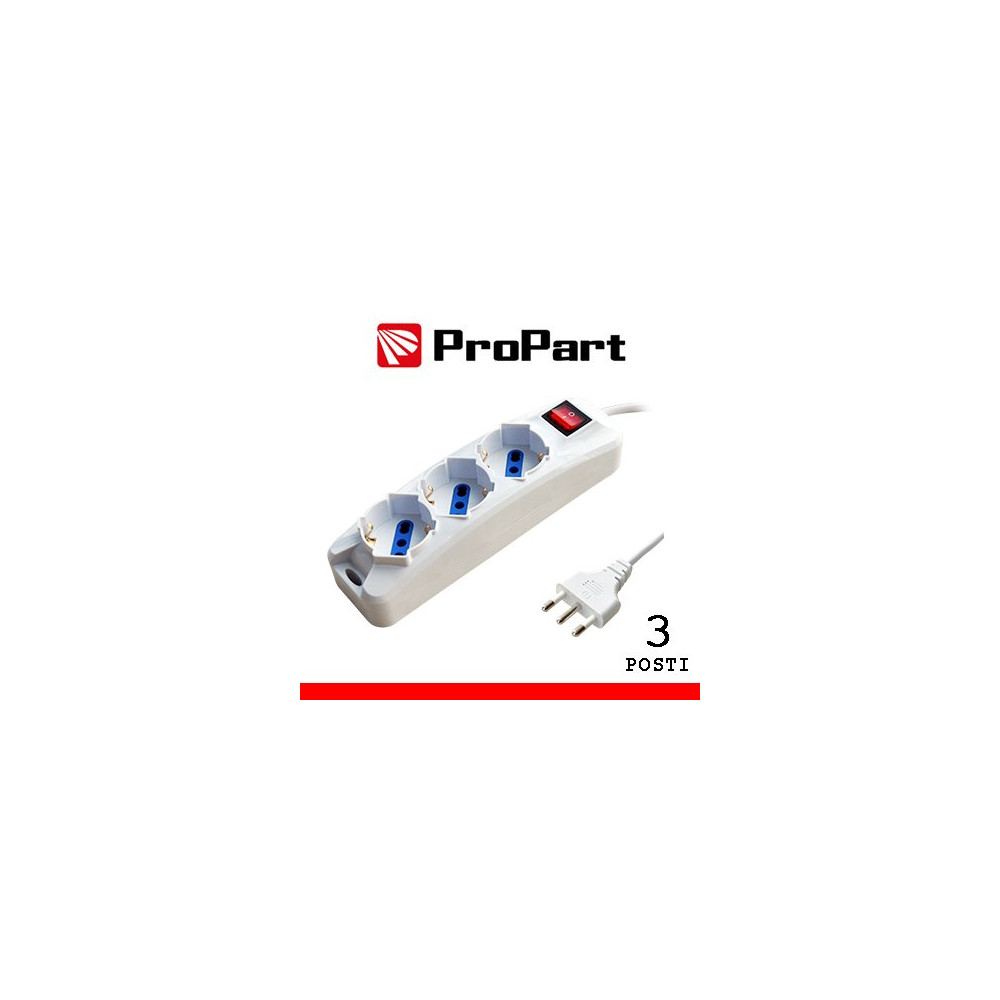 Multipresa 3pos bipasso/schuko spina16A +interr. PEM3503-W
