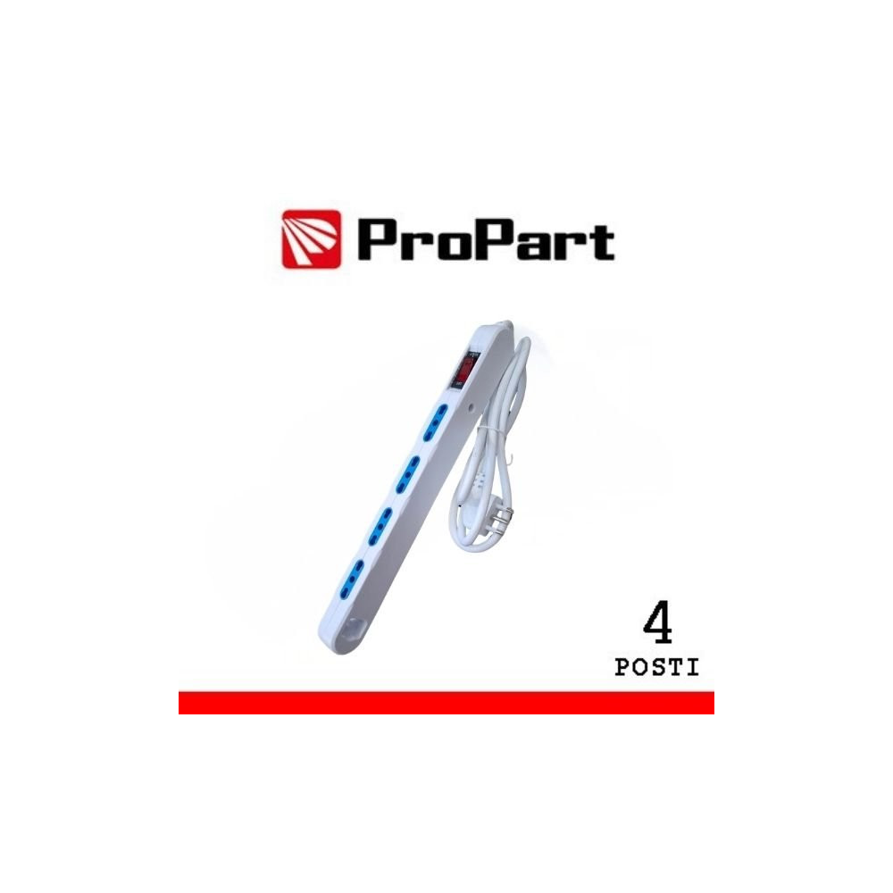 Multipresa Salvaspazio 4posti 2P+T bipasso con protez Spina 16A + interr PEM220116-W