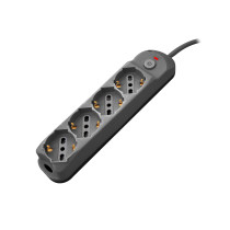 Multipresa 4pos bipasso/schuko + interrutt nuovo modello nera spina 16A PEM3524-BK