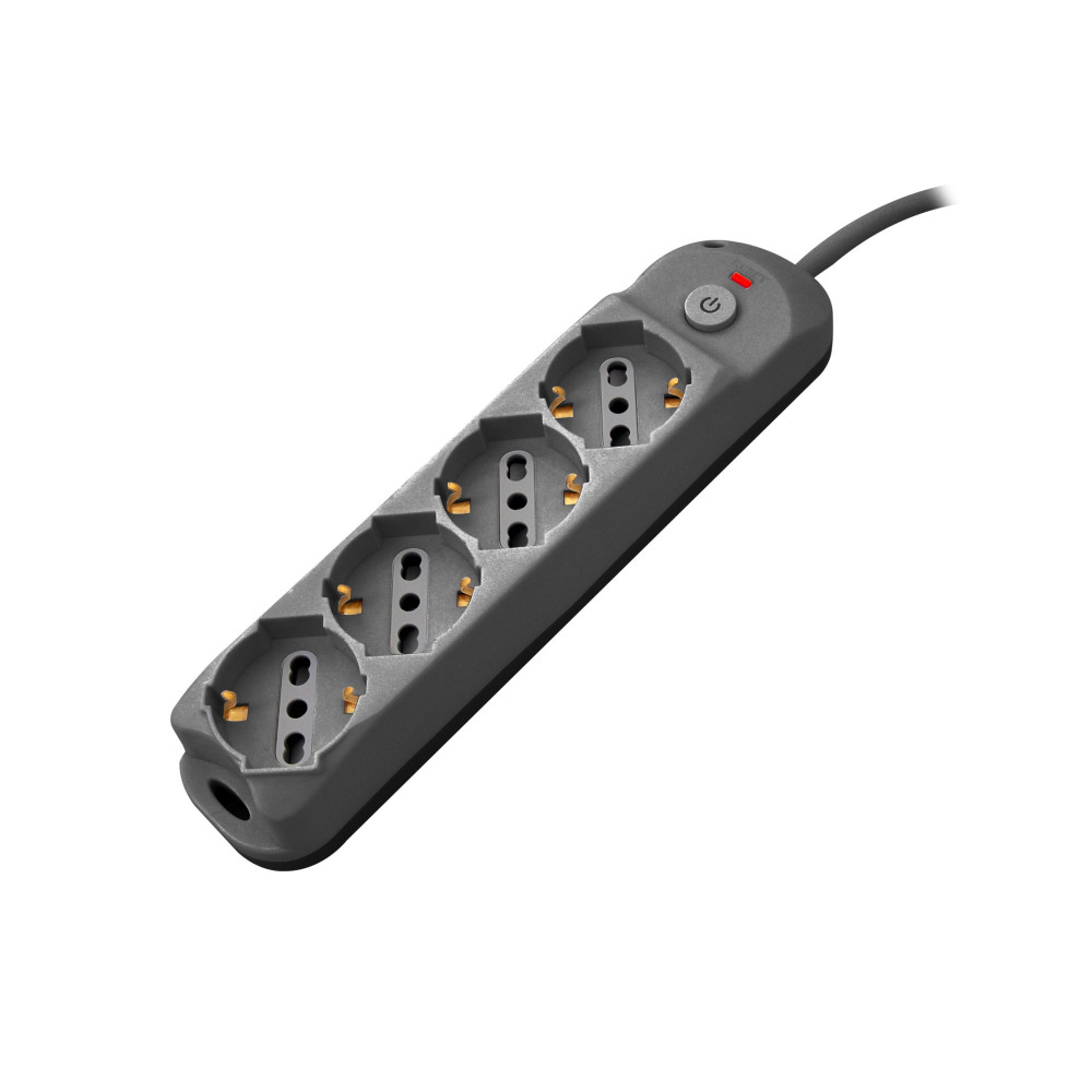 Multipresa 4pos bipasso/schuko + interrutt nuovo modello nera spina 16A PEM3524-BK