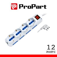 Multipresa 12pos bipasso + bipasso/schuko spina16A +interr. PEM2514-W