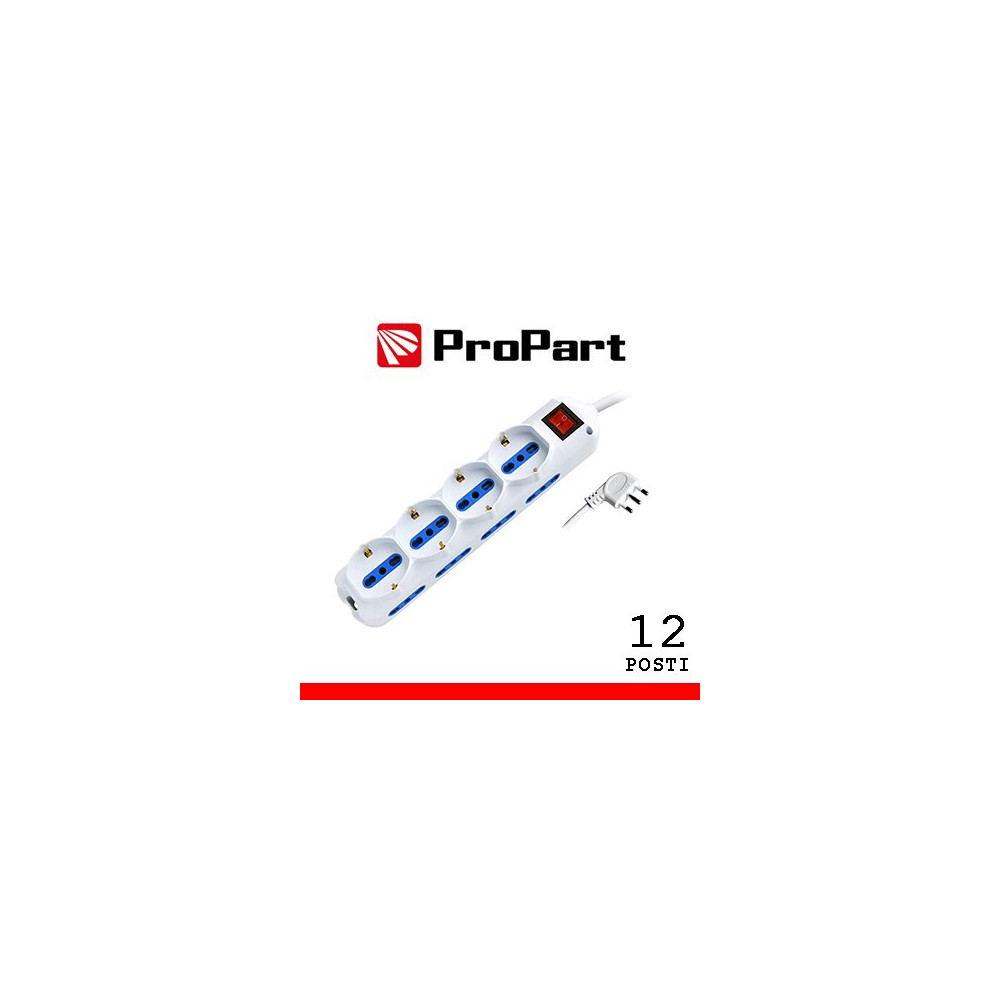 Multipresa 12pos bipasso + bipasso/schuko spina16A +interr. PEM2514-W