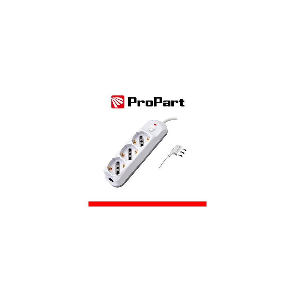 Multipresa 3pos bipasso/schuko + interrutt nuovo modello spina 16A PEM3523-W