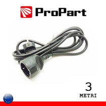 Prolunga lineare Schuko16A 3metri spina Schuko 16A nera PEPB01S-3-BK