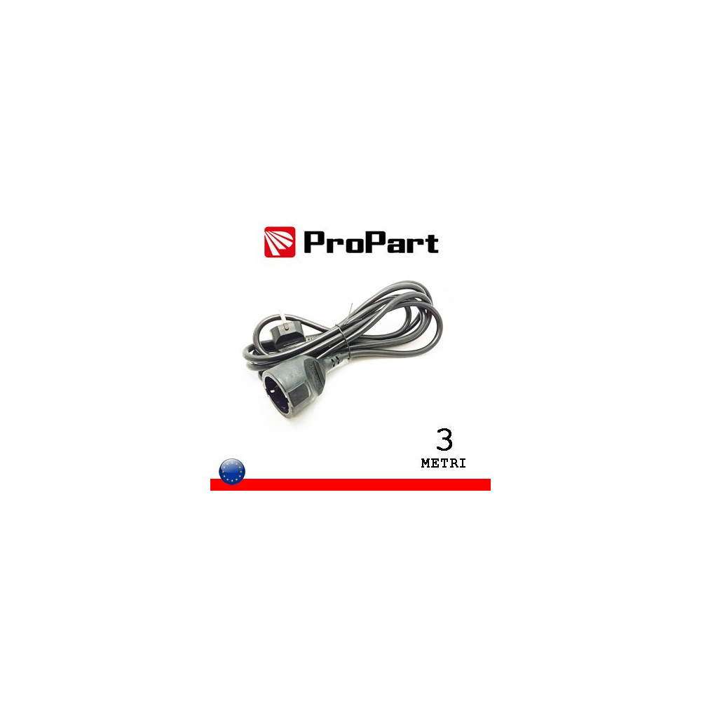 Prolunga lineare Schuko16A 3metri spina Schuko 16A nera PEPB01S-3-BK
